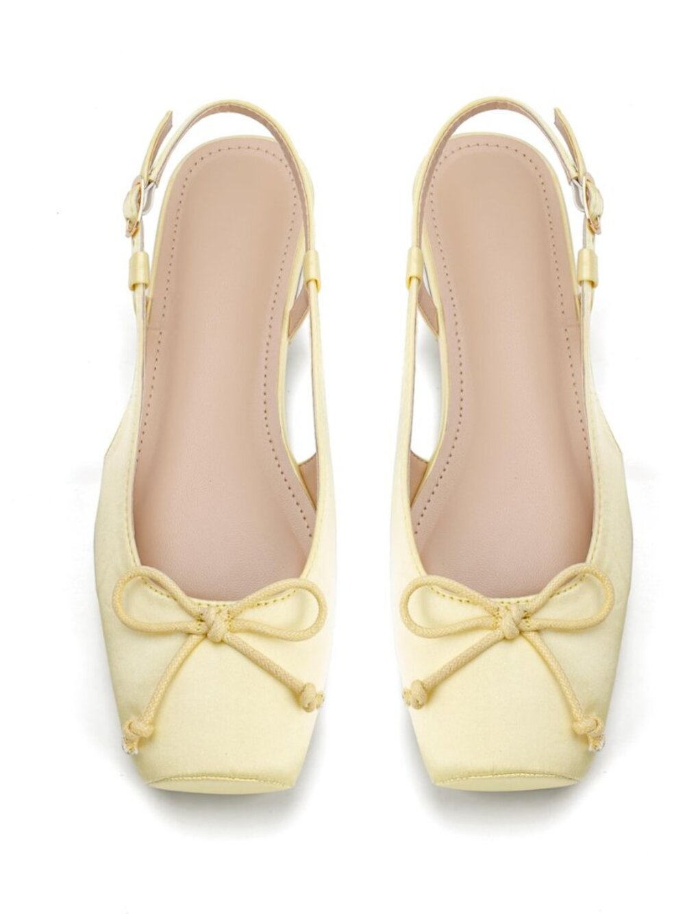 Women's Ballet Flats Slingbacks Square Toe Bow Knit Dressy Flat Shoes with Ankle